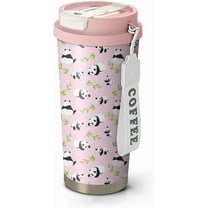 18oz Cute Bee Coffee Mug Travel Cups with Lid and Flip Straw, Pink Stainless Steel Insulated Tumbler Water Bottle with Strap, Gifts for Women Animal Lovers