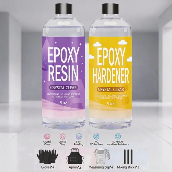 18oz Fast-Curing Epoxy Resin Kit, Crystal Clear, Bubble-Free, Non-Yellowing, Ideal For Resin Mold Making, 2-Part Epoxy Resin AB Glue, Perfect For Coating, Casting, River Tables, And DIY Crafts.Ideal