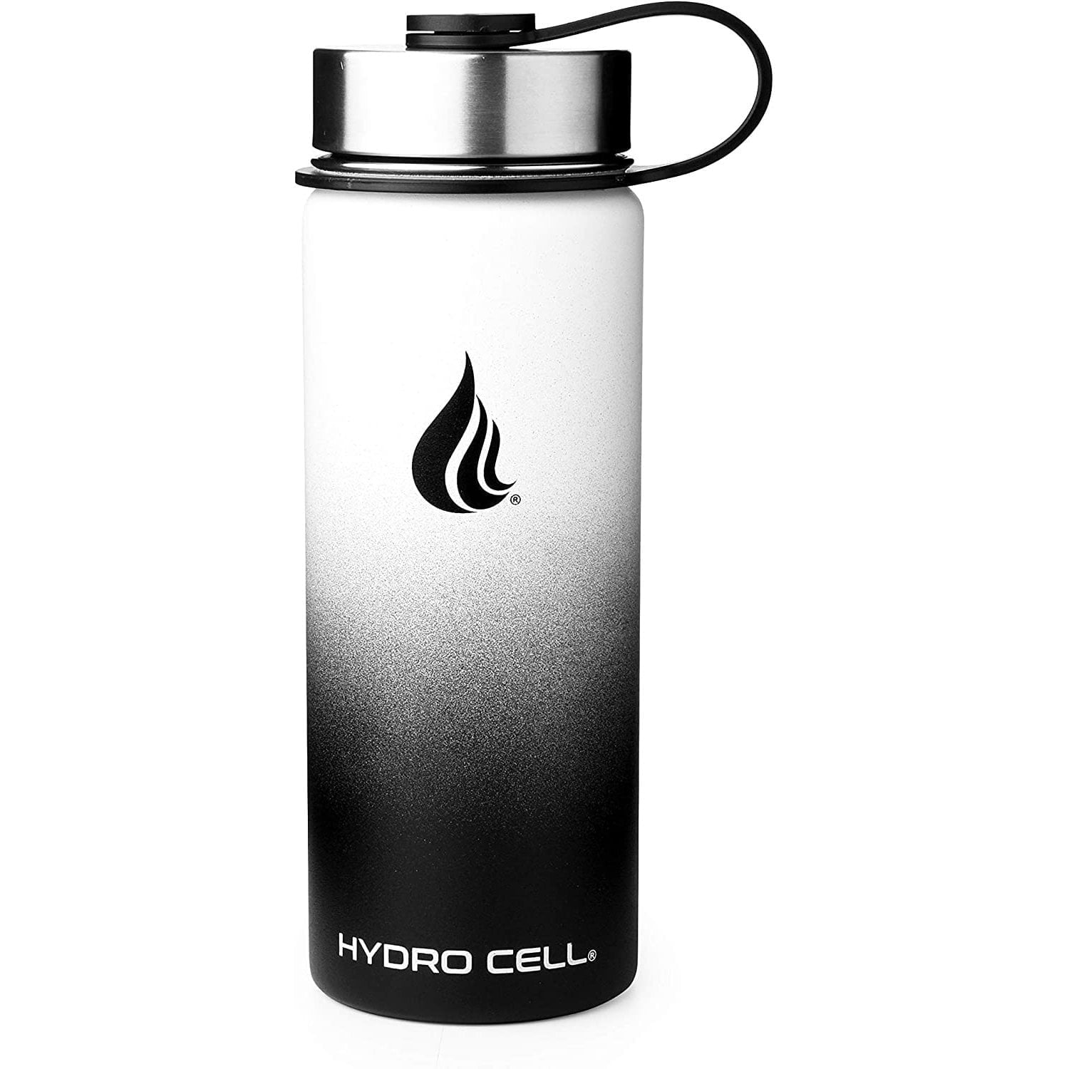 18oz Black and White Stainless Steel Insulated Water Bottle