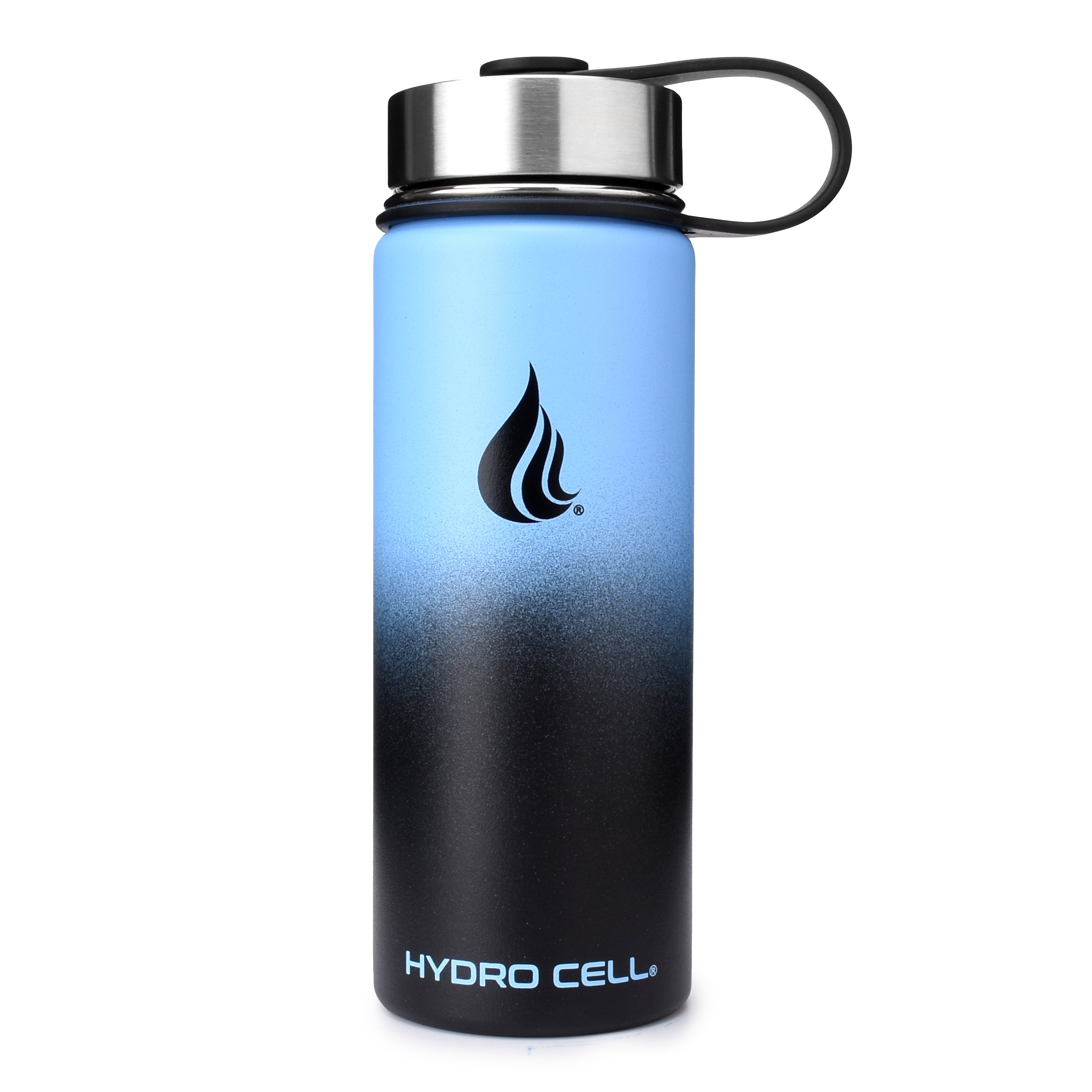 18oz Blue and Black Stainless Steel Insulated Water Bottle
