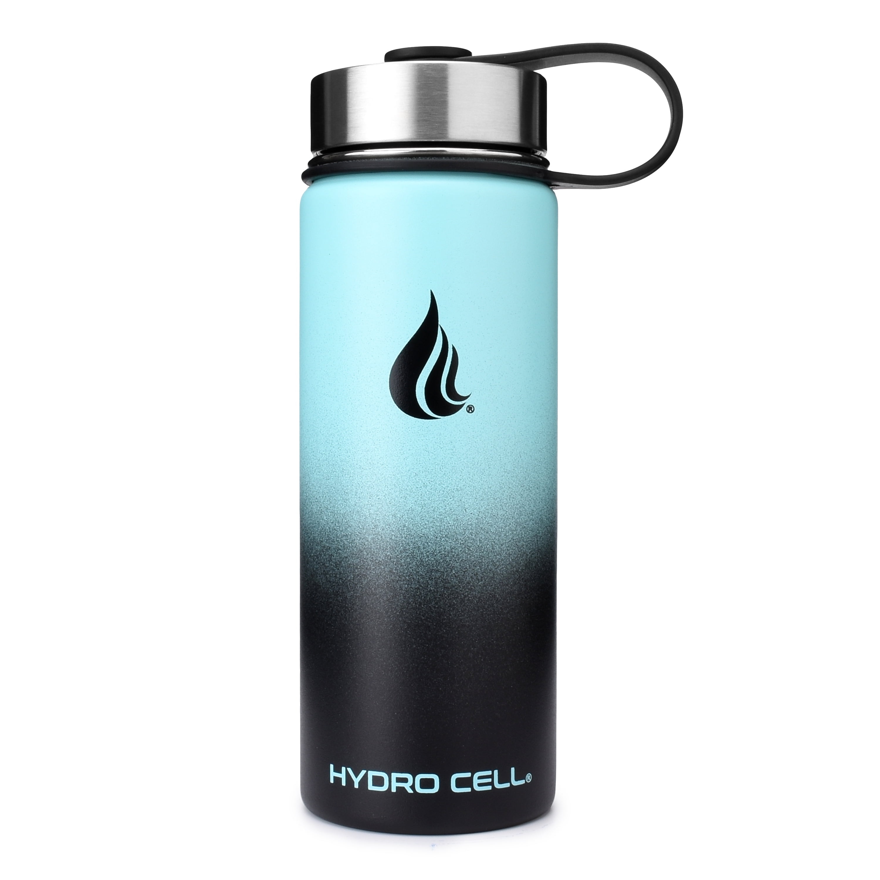 18oz Teal and Black Stainless Steel Insulated Water Bottle