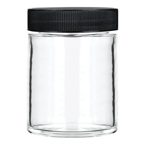 18oz Glass Jars With Black Caps - 28 Grams - 48 Count