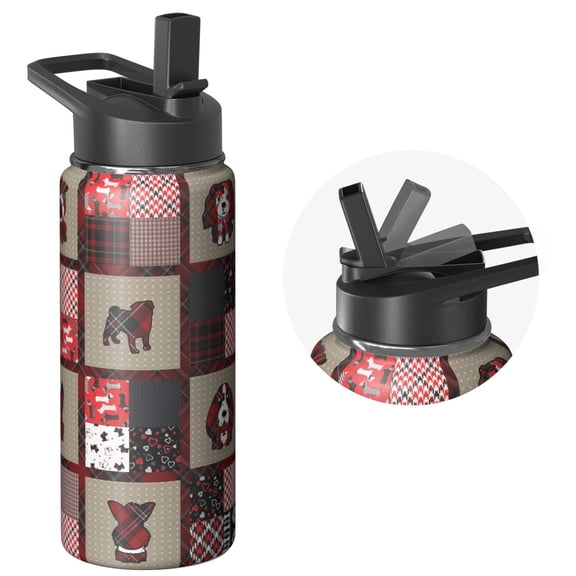 18oz Gym Flask - Wide Mouth, Insulated Stainless Steel Sports Dog Water Bottle with Handle Lids, Double Walled, Leakproof, 24Hrs Cold 12Hrs Hot, for Dog Enthusiasts