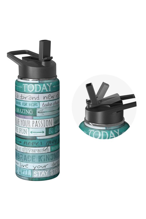 18oz Insulated Stainless Steel Holiday Gifts Themed Water Bottle for Fitness Holiday Gifts Themed Design Wide Mouth Handle Lid Double Walled