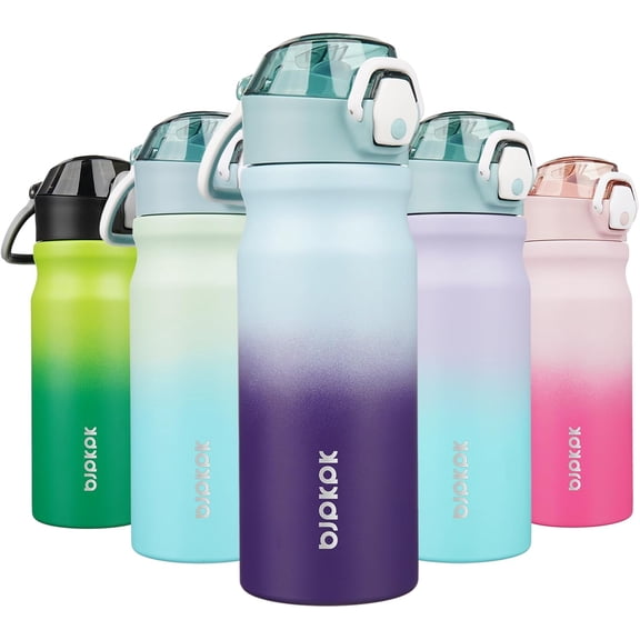 18oz Insulated Water Bottle with Straw Stainless Steel Double Wall Water Bottles BPA Free Leak Proof Thermal Flask with Lockable Flip Lid and Soft Silicone Spout,Ocean Dream