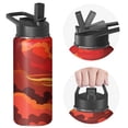 thumbnail image 1 of 18oz Insulated Water Bottle with Straw & Cleaning Brush, Wide Mouth Stainless Steel Flask, Flame Print, 1 of 5