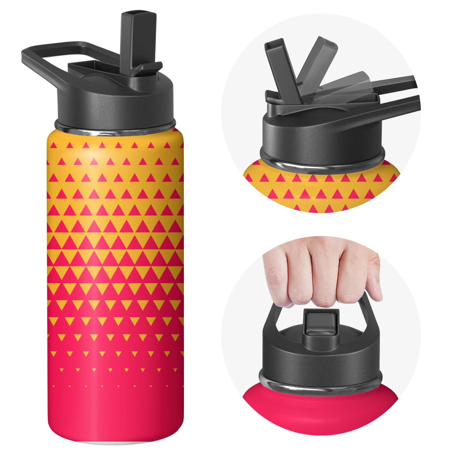 18oz Insulated Water Bottle with Straw & Cleaning Brush, Wide Mouth Stainless Steel Flask, Gradient Print