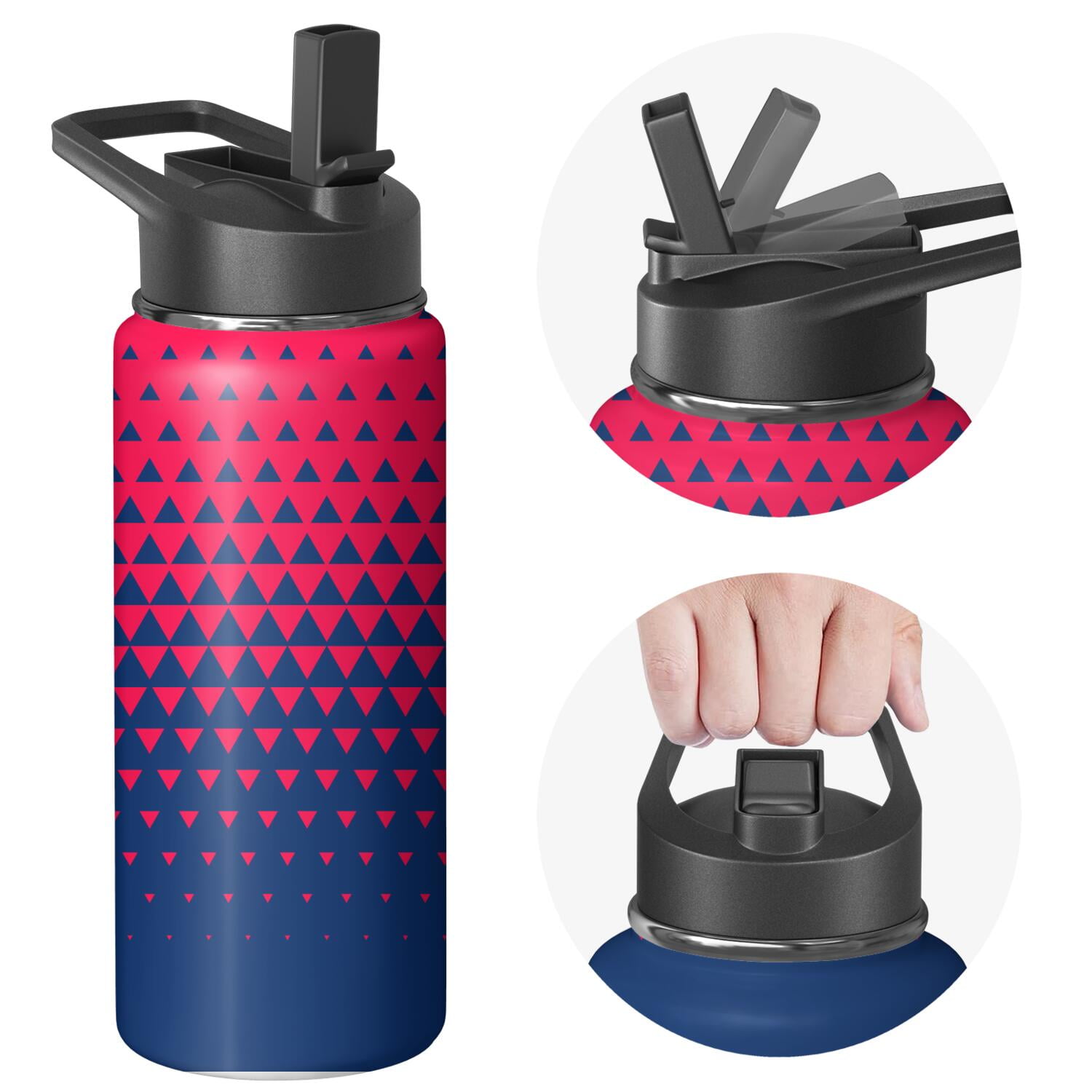 18oz Insulated Water Bottle with Straw & Cleaning Brush, Wide Mouth Stainless Steel Flask, Gradient Print