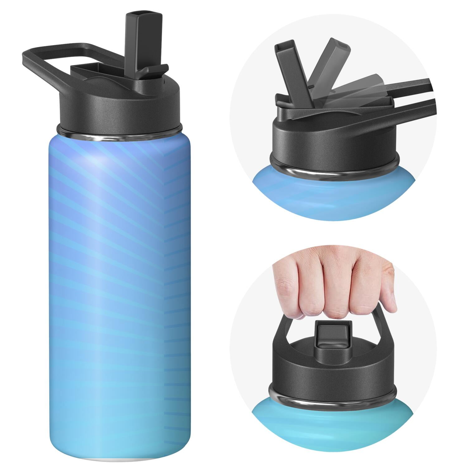 18oz Insulated Water Bottle with Straw & Cleaning Brush, Wide Mouth Stainless Steel Flask, Gradient Print