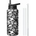 thumbnail image 1 of 18oz Skull Water Bottle with Handle and Flip Straw, Skeleton Sports Stainless Steel Insulated Cup Travel Coffee Mug Tumbler, Birthday Mothers Day Chritmas Gifts for Women, 1 of 6
