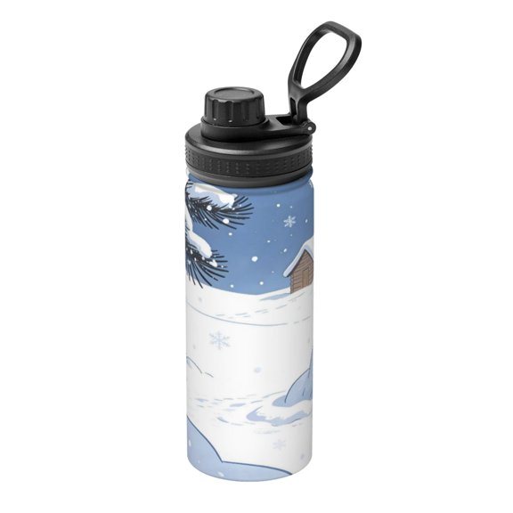 18oz Sports Insulated Kettle Double Wall Vacuum Insulated Water Bottle With Leak Proof Flip Lid For Gym Outdoor Commuting Camping Hello Winter Theme (2)