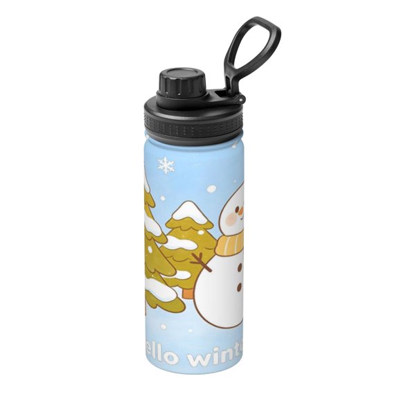 18oz Sports Insulated Kettle Double Wall Vacuum Insulated Water Bottle With Leak Proof Flip Lid For Gym Outdoor Commuting Camping Hello Winter Theme (4)