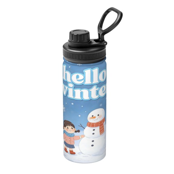 18oz Sports Insulated Kettle Double Wall Vacuum Insulated Water Bottle With Leak Proof Flip Lid For Gym Outdoor Commuting Camping Hello Winter Theme (5)