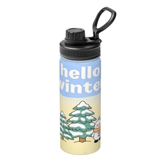 18oz Sports Insulated Kettle Double Wall Vacuum Insulated Water Bottle With Leak Proof Flip Lid For Gym Outdoor Commuting Camping Hello Winter Theme (7)