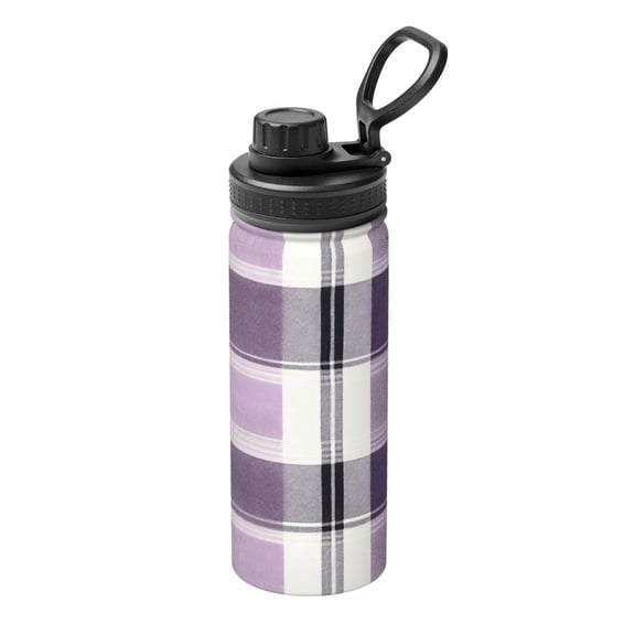 18oz Sports Insulated Kettle Double Wall Vacuum Insulated Water Bottle With Leak Proof Flip Lid For Gym Outdoor Commuting Camping Lavenderblush Buffalo Plaid Check Tartan Scotland_1
