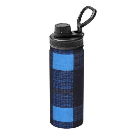 18oz Sports Insulated Kettle Double Wall Vacuum Insulated Water Bottle With Leak Proof Flip Lid For Gym Outdoor Commuting Camping Midnightblue Buffalo Plaid Check Tartan Scotland_4