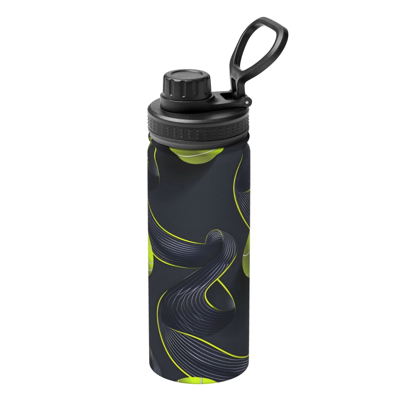 18oz Sports Insulated Kettle Double Wall Vacuum Insulated Water Bottle With Leak Proof Flip Lid For Gym Outdoor Commuting Camping Modern Athletic Style Tennis Balls