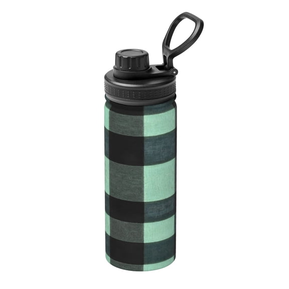18oz Sports Insulated Kettle Double Wall Vacuum Insulated Water Bottle With Leak Proof Flip Lid For Gym Outdoor Commuting Camping Paleturquoise Buffalo Plaid Check Tartan Scotland_1