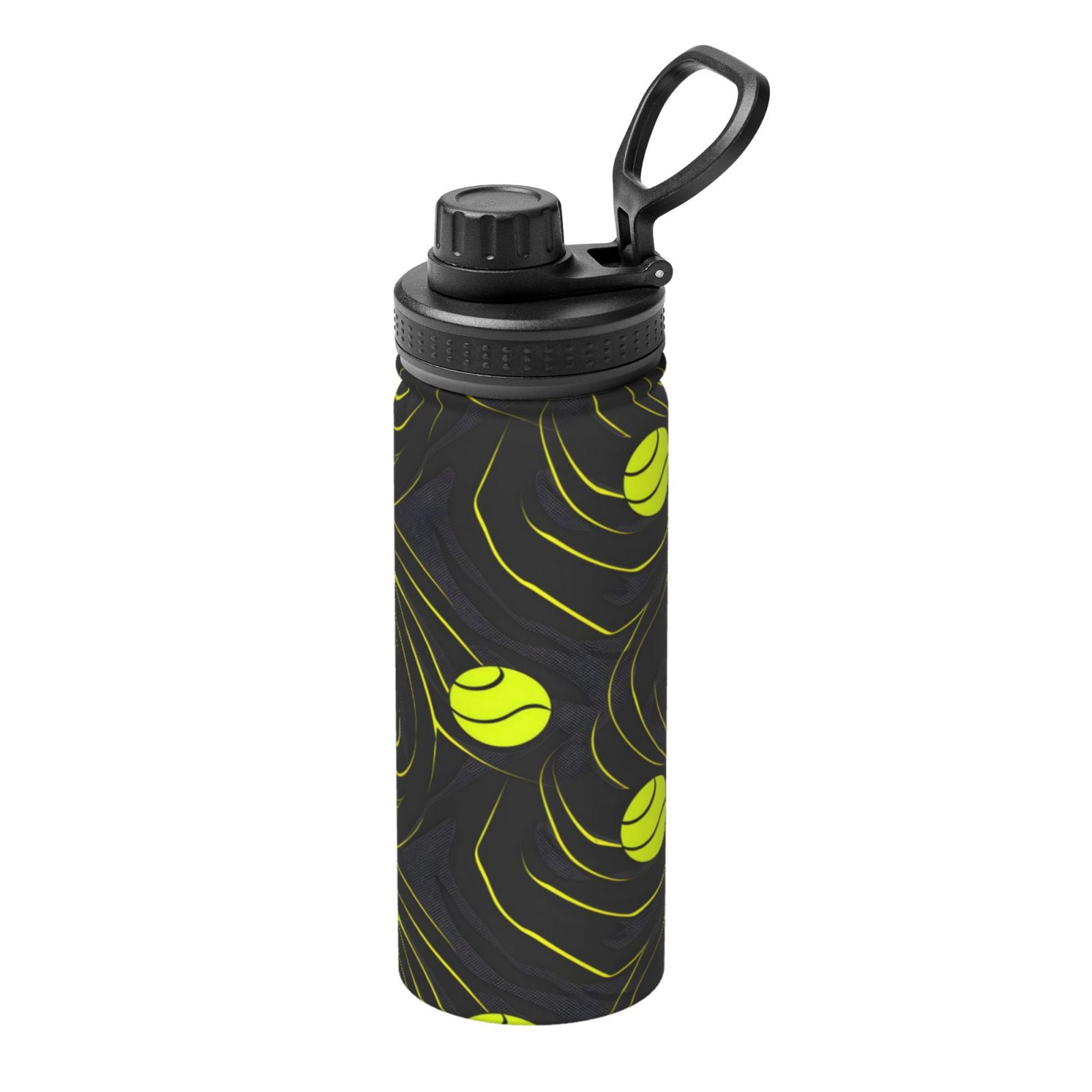 18oz Sports Insulated Kettle Double Wall Vacuum Insulated Water Bottle With Leak Proof Flip Lid For Gym Outdoor Commuting Camping Tennis Sport Theme Modern Athletic Style Tennis Balls