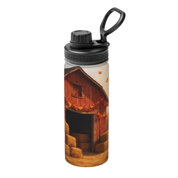 18oz Sports Insulated Kettle Double Wall Vacuum Insulated Water Bottle With Leak Proof Flip Lid For Gym Outdoor Commuting Camping Autumn Barn