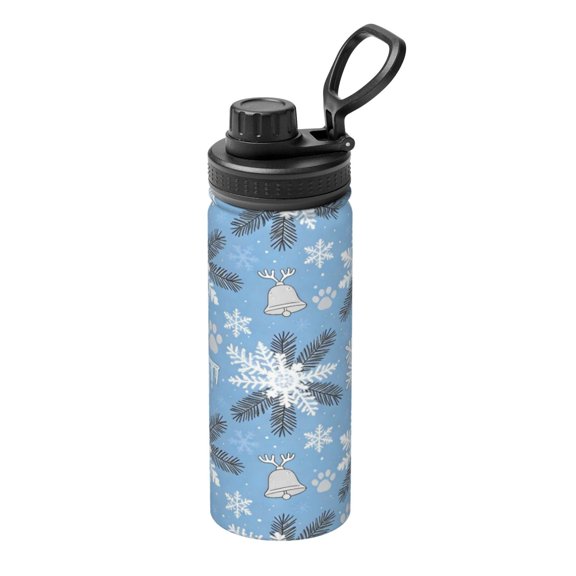 18oz Sports Insulated Kettle Double Wall Vacuum Insulated Water Bottle With Leak Proof Flip Lid For Gym Outdoor Commuting Camping Winter Theme (2)