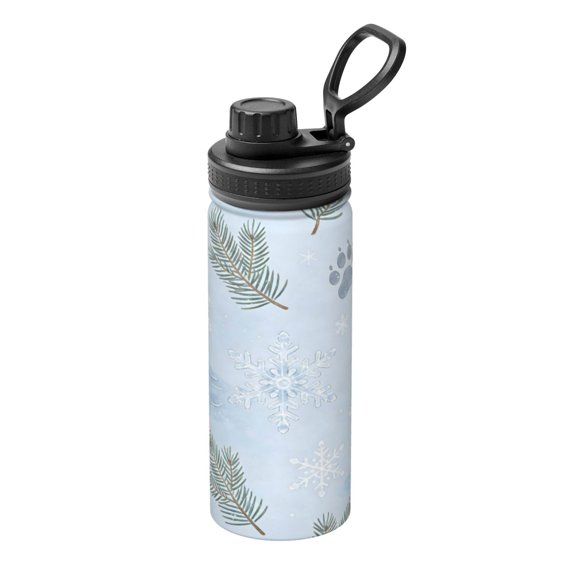 18oz Sports Insulated Kettle Double Wall Vacuum Insulated Water Bottle With Leak Proof Flip Lid For Gym Outdoor Commuting Camping Winter Theme (3)