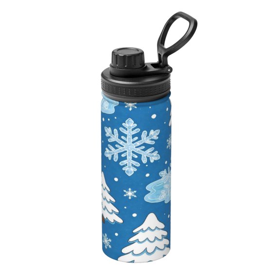 18oz Sports Insulated Kettle Double Wall Vacuum Insulated Water Bottle With Leak Proof Flip Lid For Gym Outdoor Commuting Camping Winter Theme (5)