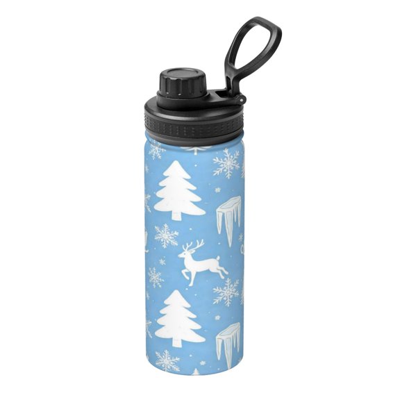 18oz Sports Insulated Kettle Double Wall Vacuum Insulated Water Bottle With Leak Proof Flip Lid For Gym Outdoor Commuting Camping Winter Theme (6)