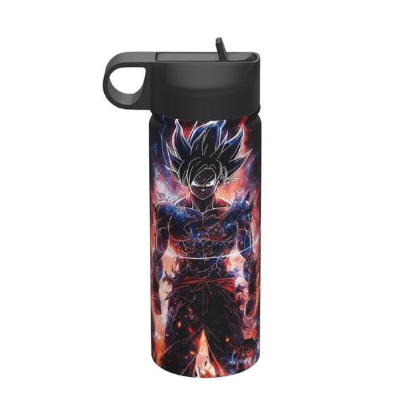 18oz Sports Insulated Kettle Drinking Cup Water Goku Water Bottle Stainless Steel Kettle Portable Cup For Gym Outdoor Sports(With Straw)