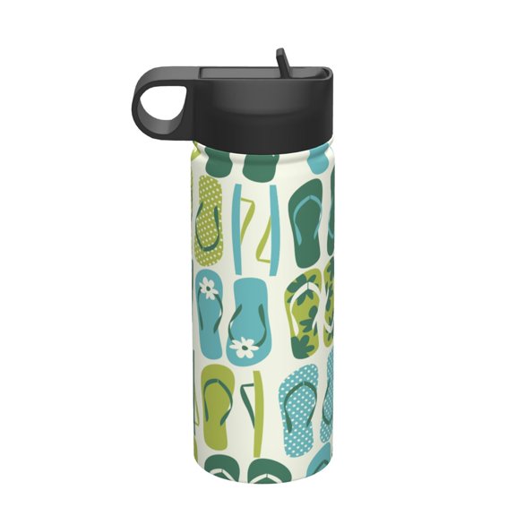 18oz Sports Insulated Kettle Stainless Steel Water Bottles For Cycling Gym Basketball Running Hiking Climbing Outdoor Flip Flops Green Blue