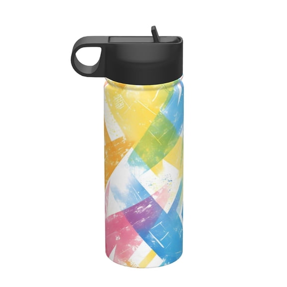 18oz Thermal Space Pot With Straw Stainless Steel Thermos Cup Double Insulation For Outdoor Sports Commuting Camping Aliceblue Tie-Dye Background Rainbow Colors (2)