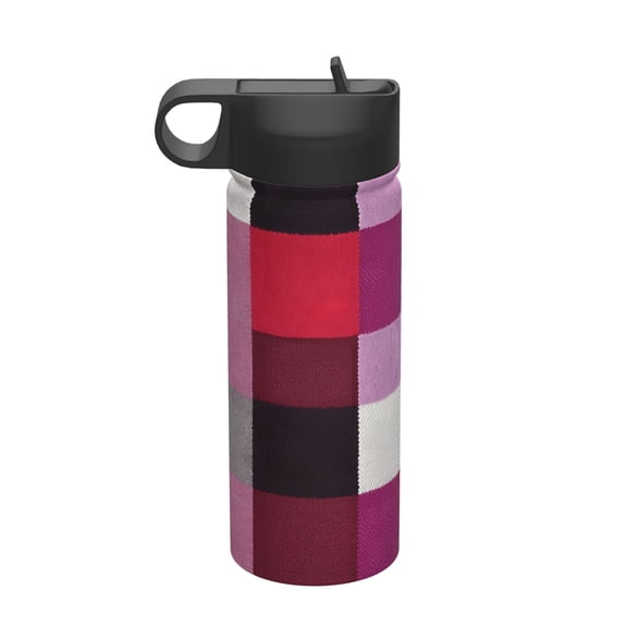 18oz Thermal Space Pot With Straw Stainless Steel Thermos Cup Double Insulation For Outdoor Sports Commuting Camping Palevioletred Buffalo Plaid Check Tartan Scotland_2