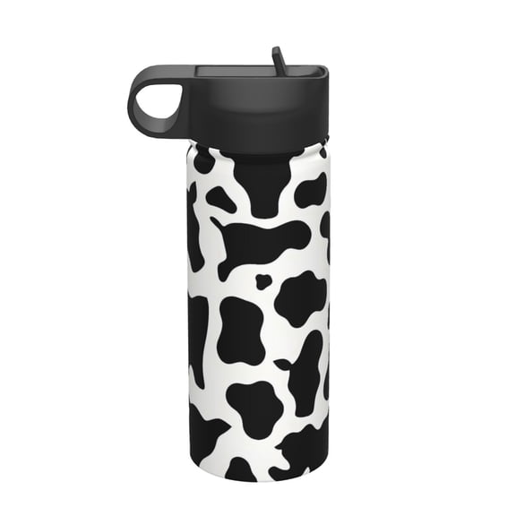 18oz Thermal Space Pot With Straw Stainless Steel Thermos Cup Double Insulation For Outdoor Sports Commuting Camping Simple Cow Print Pattern, Vector Art Style_4
