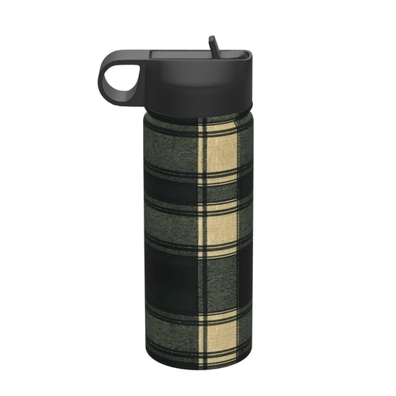 18oz Thermal Space Pot With Straw Stainless Steel Thermos Cup Double Insulation For Outdoor Sports Commuting Camping Springgreen Buffalo Plaid Check Tartan Scotland_41650_1