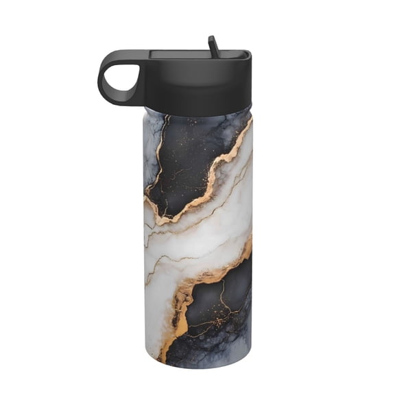 18oz Thermal Space Pot With Straw Stainless Steel Thermos Cup Double Insulation For Outdoor Sports Commuting Camping Black White Gold Marble