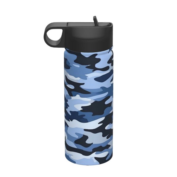 18oz Thermal Space Pot With Straw Stainless Steel Thermos Cup Double Insulation For Outdoor Sports Commuting Camping Vector Camouflage Pattern Blue_4