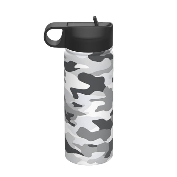 18oz Thermal Space Pot With Straw Stainless Steel Thermos Cup Double Insulation For Outdoor Sports Commuting Camping Vector Camouflage Pattern Gray_2