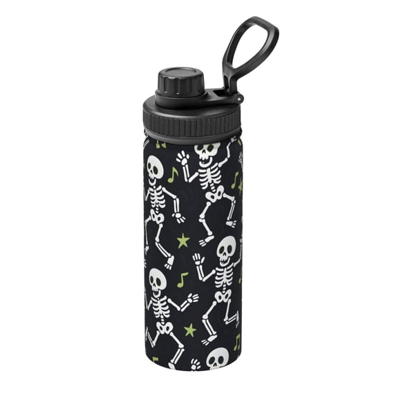 18oz Three-Finger Cover Space Pot 2.9×9in Durable And Practical No Smell No Smell For Outdoor Sports Commuting Camping Dancing Skeleton Halloween Pattern