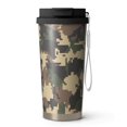 thumbnail image 1 of 18oz Travel Coffee Mug, 316 Stainless Steel Vacuum Insulated Tumbler with 2-in-1 Straw Lid & Strap, Camouflage Print, 1 of 6