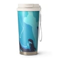 thumbnail image 1 of 18oz Travel Coffee Mug, 316 Stainless Steel Vacuum Insulated Tumbler with 2-in-1 Straw Lid & Strap, Liquid & Marble Print, 1 of 6
