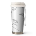 thumbnail image 1 of 18oz Travel Coffee Mug, 316 Stainless Steel Vacuum Insulated Tumbler with 2-in-1 Straw Lid & Strap, Liquid & Marble Print, 1 of 6