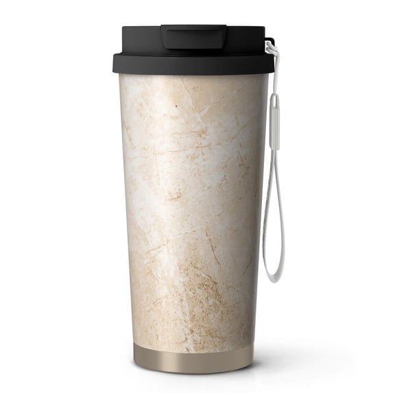 18oz Travel Coffee Mug, 316 Stainless Steel Vacuum Insulated Tumbler with 2-in-1 Straw Lid & Strap, Turquoise Marble Watercolor Print