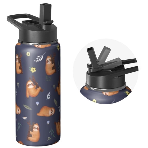 18oz Triple Insulated Raccoon Themed Bottle, Stainless Steel Spill Resistant Lid Included, Reusable Insulated Flask Maintains Cold 24H, Eco Steel for Outdoor Enthusiasts and Travelers