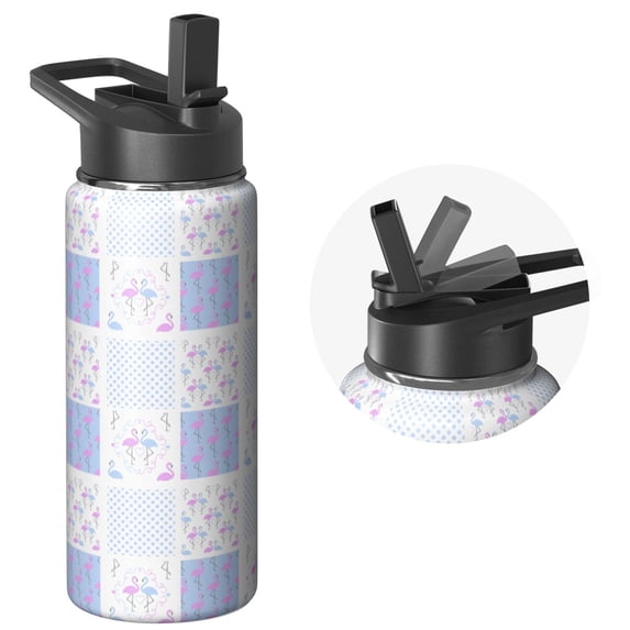 18oz Vacuum Insulated Flamingo Themed Water Bottle for Wilderness Trekking Camping Sports Stainless Steel Leak Proof