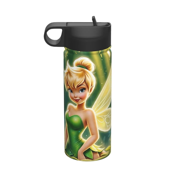 18oz Water Bottle with Straw Tinker Bell Kids Stainless Steel Cup Insulated Tumbler with Lid for Boys Girls