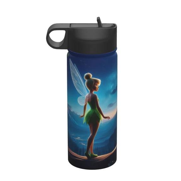 18oz Water Bottle with Straw Tinker Bell Kids Stainless Steel Cup Insulated Tumbler with Lid for Boys Girls