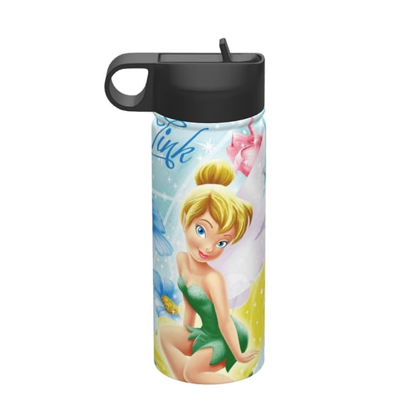 18oz Water Bottle with Straw Tinker Bell Kids Stainless Steel Cup Insulated Tumbler with Lid for Boys Girls