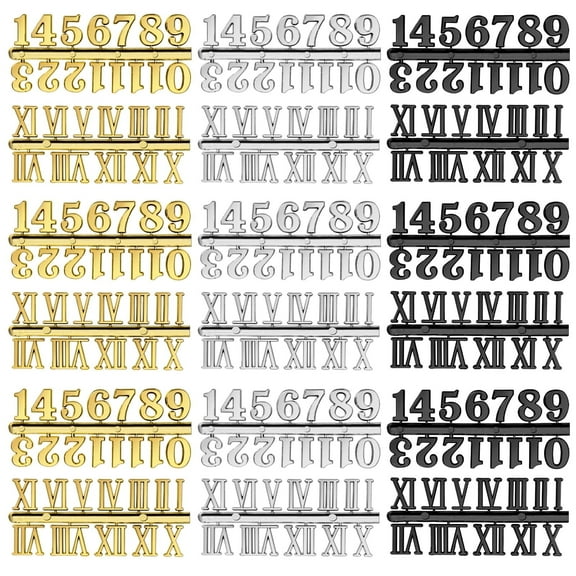 18pairs Clock Numerals Kit, EEEkit DIY Arabic and Roman Number for Wall Clock Replacement