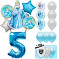 thumbnail image 1 of 18pc Cinderella Balloons Deluxe Bouquet Kit with 42" Blue Number 5 Foil Balloon - 5th Birthday Party Decor Decoration Supplies, 1 of 13