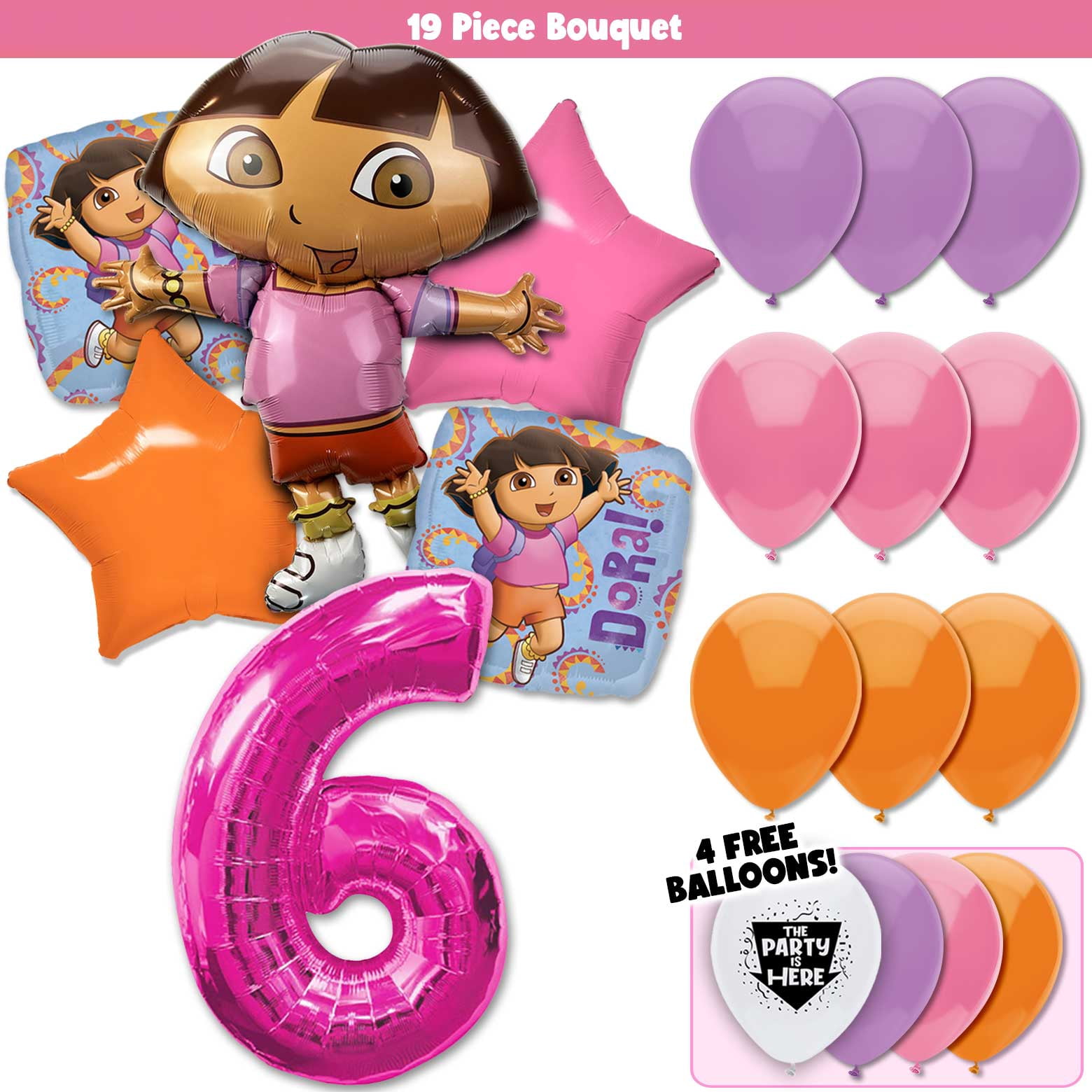19pc Dora the Explorer Deluxe Balloon Bouquet- with 42